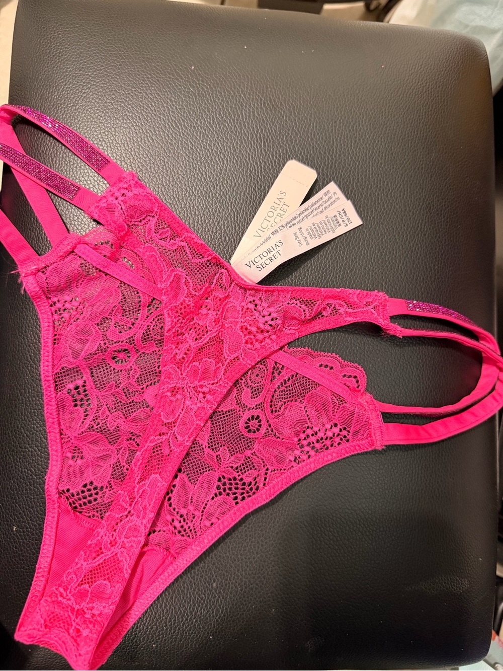Victoria's Secret Hot Pink Lace Strappy Thong